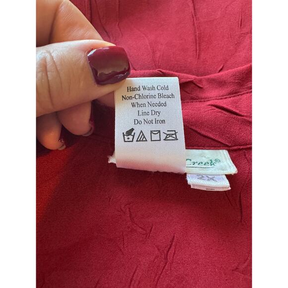 VTG Coldwater Creek 90s Y2K Button Up Top Sz 2X Crinkle Red Casual Boho Artsy - Picture 10 of 10